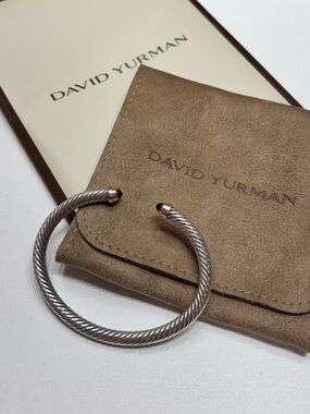David Yurman Black Onyx Cable Bracelet 5mm, Sterling Silver & 14K Yellow Gold